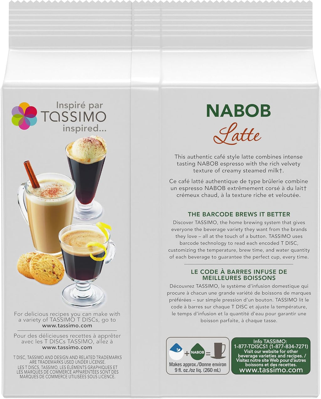 Nabob Latte Coffee Single Serve T-Discs, 8 Ct Box