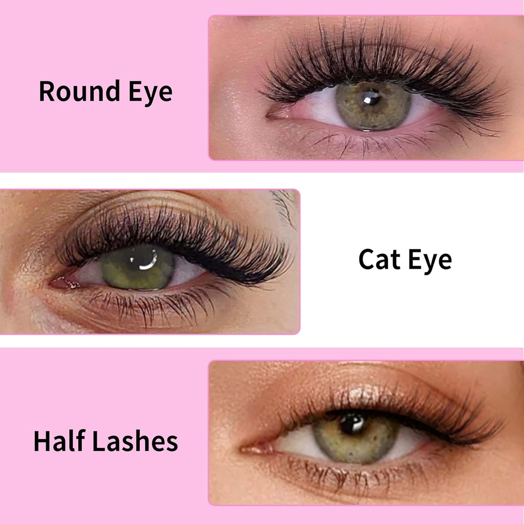 Lash Extension Kit Eyelashes Lash Clusters 3040D 8-16Mm | One More+ Multi-Type Layered Eyelash Clusters False Eyelashes Wispy Lash Bond and Seal