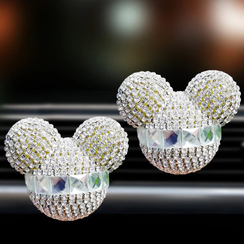 1 Pcs Cute Cartoon Car Air Fresheners Vent Clips Car Diffuser Vent Clip Rhinestone Diamond Bling Car Accessories for Women