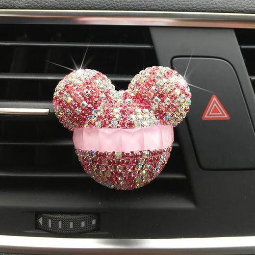 1 Pcs Cute Cartoon Car Air Fresheners Vent Clips Car Diffuser Vent Clip Rhinestone Diamond Bling Car Accessories for Women