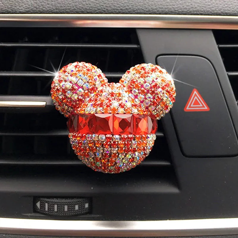 1 Pcs Cute Cartoon Car Air Fresheners Vent Clips Car Diffuser Vent Clip Rhinestone Diamond Bling Car Accessories for Women