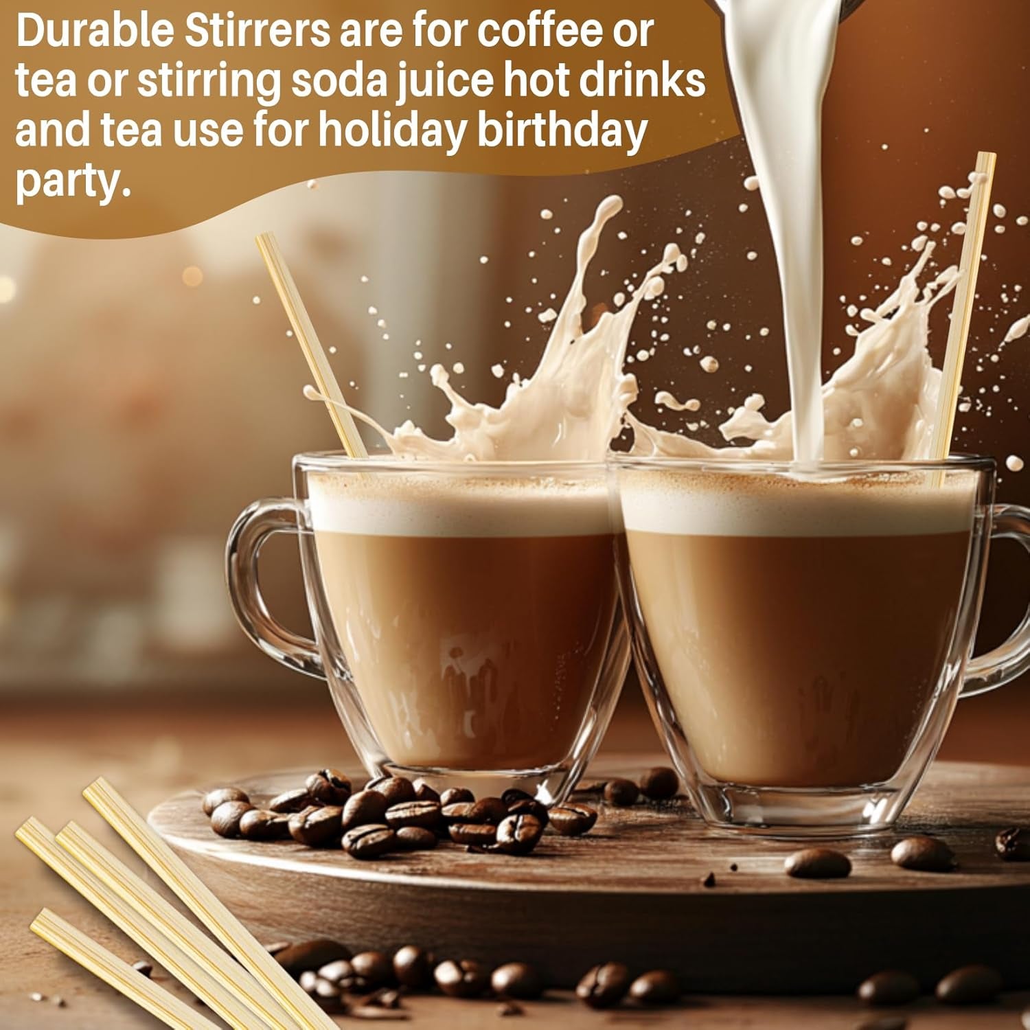 1000Pcs Wooden Coffee Stirrers - Coffee Stir Sticks Disposable | Bamboo Swizzle Stick for Beverage, Coffee, Hot Chocolate, Milk, Juice, Cocktail, Party Drink Stirring, Coffee Bar Need, 5.5''