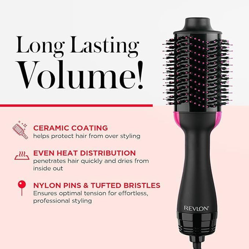 RVDR5222F One-Step Volumizer and Ionic Hair Dryer with Advanced Ionic Technology, Hot Air Brush, Less Frizz, 3 Heat/ 2 Speed Settings, Black