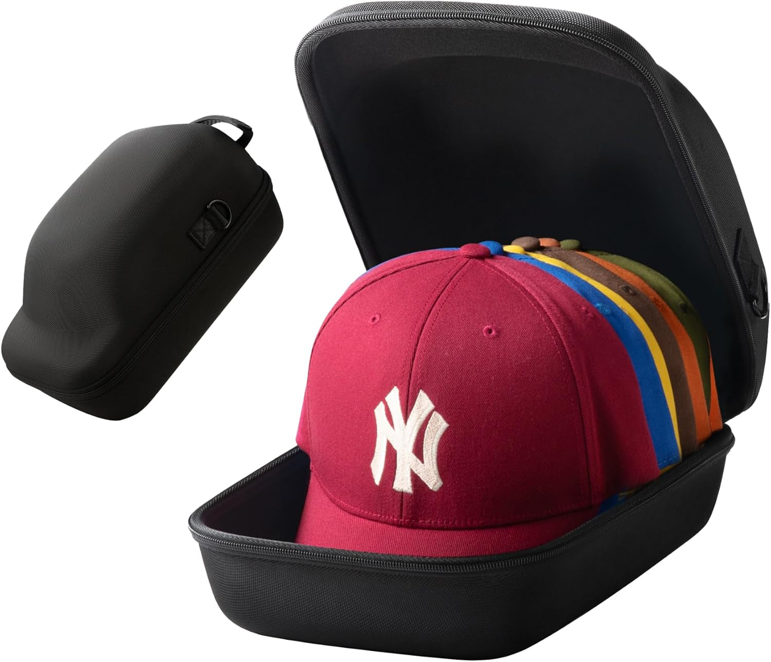 Hard Hat Case for Baseball Caps - Cap Storage for Baseball Caps with Carrying Handle & Shoulder Strap - This Organizer Holder Protects up to 6 Hats - Perfect for Traveling & At-Home Storage – Black | Crushproof, Splashproof, Carrying Handle, Adjustable Shoulder Strap, Oxford Fabric, Hat Organizer for Travel and Cap Storage