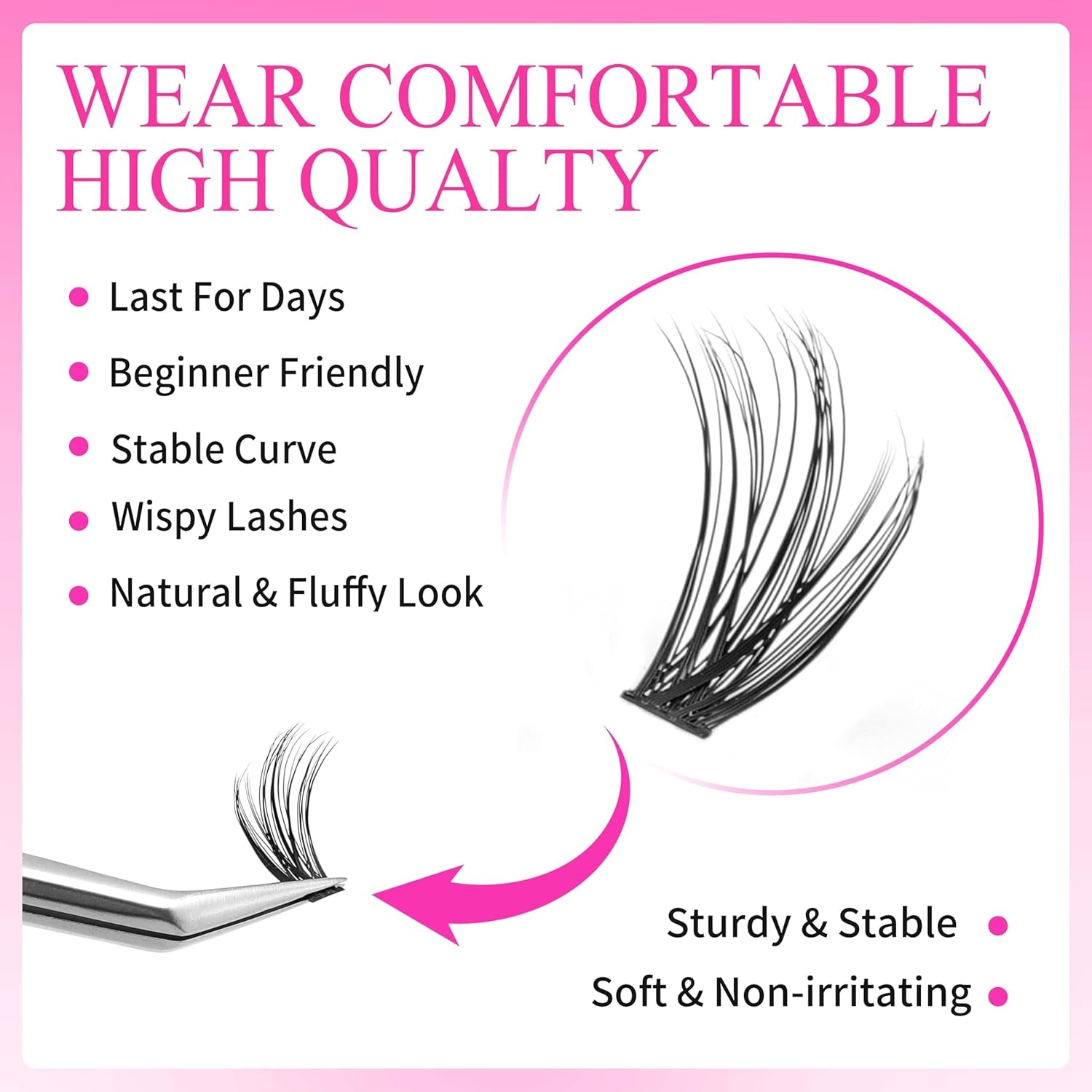 Lash Extension Kit Eyelashes Lash Clusters 3040D 8-16Mm | One More+ Multi-Type Layered Eyelash Clusters False Eyelashes Wispy Lash Bond and Seal