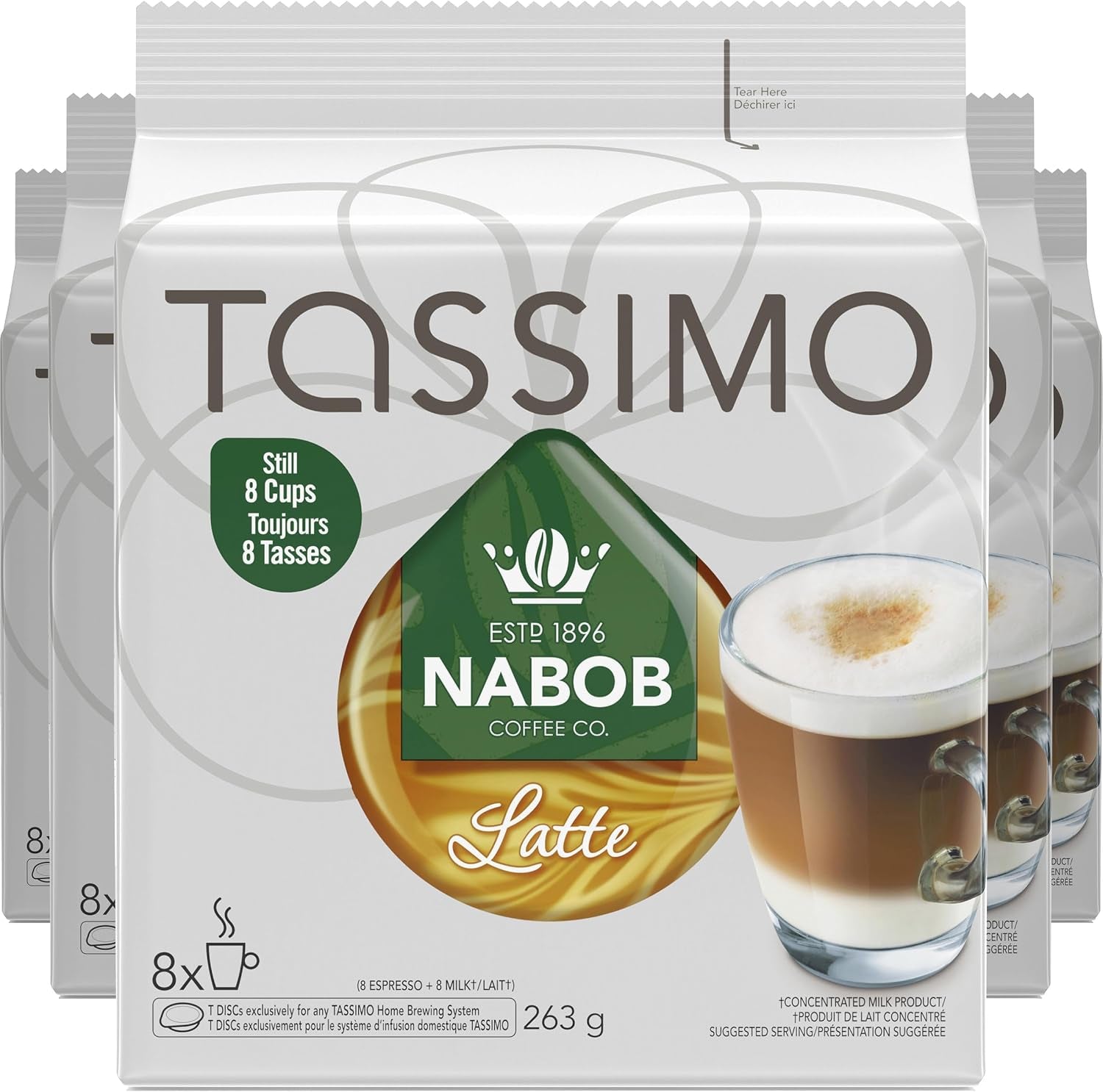 Nabob Latte Coffee Single Serve T-Discs, 8 Ct Box