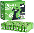 Dog Poop Bags 1080 Count Unscented Leak-Proof Refill Rolls Bulk | 1080 Bags, 60 Refill Rolls: Thick, Leak-Proof, Unscented, USDA Certified Biobased 41%, for Dogs and Cats.