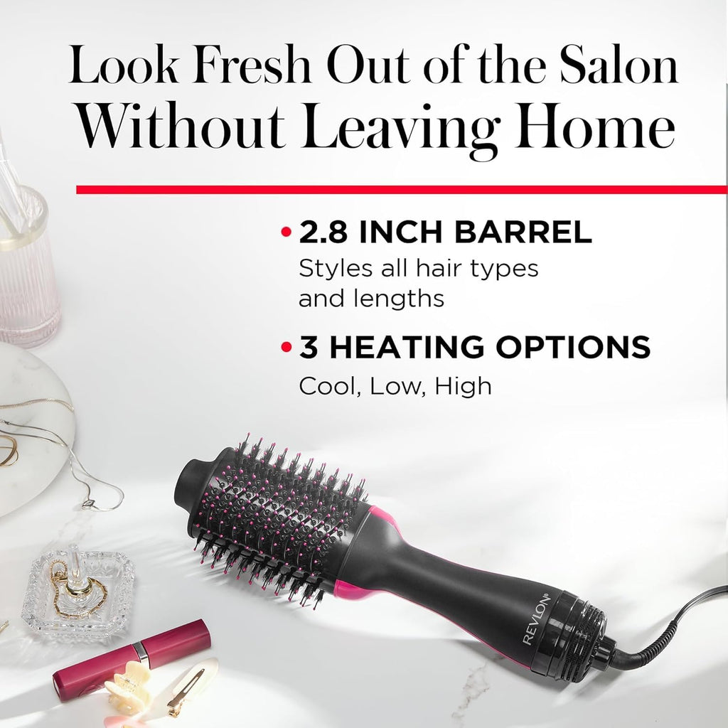 RVDR5222F One-Step Volumizer and Ionic Hair Dryer with Advanced Ionic Technology, Hot Air Brush, Less Frizz, 3 Heat/ 2 Speed Settings, Black
