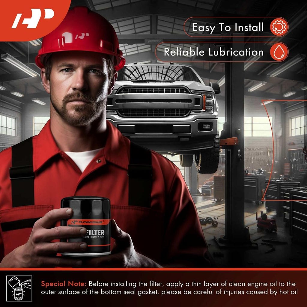 4-PC 10K Miles Protection Spin on Oil Filter | Compatible with Ford & for Honda & Nissan & Hyundai & Subaru & Dodge & Mazda & Chrysler & Acura & Mitsubishi & Infiniti