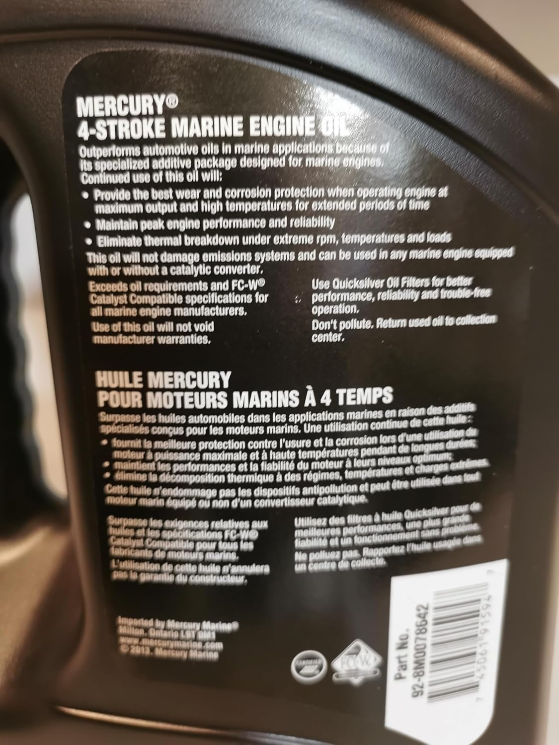 MARINE 4STROKE 25W40 SYNTHETIC BLEND ENGINE OIL 4 LITER 92-8M0078642