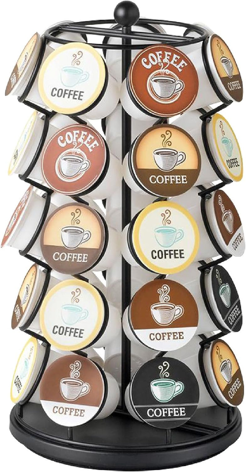 Nifty Coffee Pod Carousel – Compatible with K-Cups, 35 Pod Pack Storage, Spins 360-Degrees, Lazy Susan Platform, Home or Office Kitchen Counter Organizer, Modern Black Design