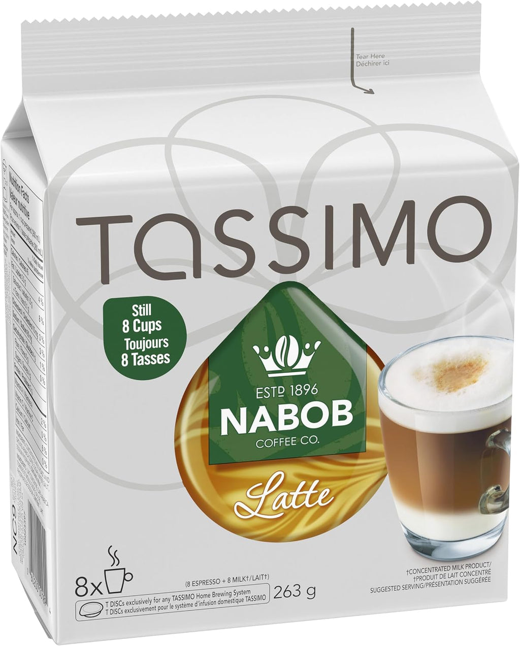 Nabob Latte Coffee Single Serve T-Discs, 8 Ct Box