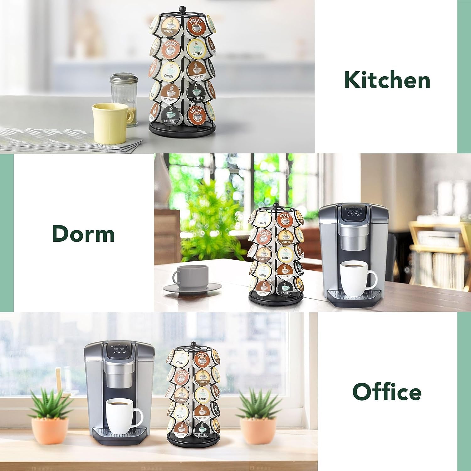 Nifty Coffee Pod Carousel – Compatible with K-Cups, 35 Pod Pack Storage, Spins 360-Degrees, Lazy Susan Platform, Home or Office Kitchen Counter Organizer, Modern Black Design