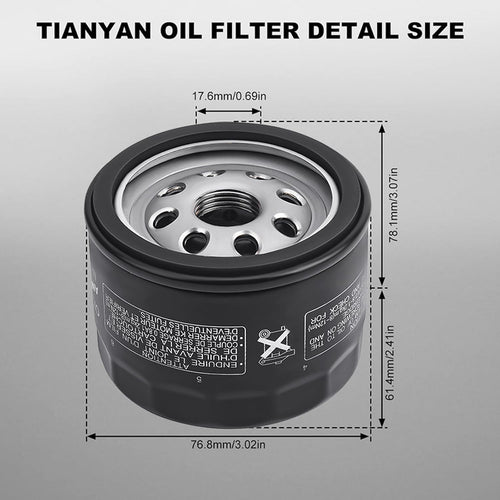 12 050 01-S Oil Filter for Kohler 12 050 01 1205001-S 12 050 01-S1 KH-12-050-08 CH18-CH25 CV18-CV25 Engine KT715 KT725 KT730 SV470-SV620 Lawn Mower Oil Filter