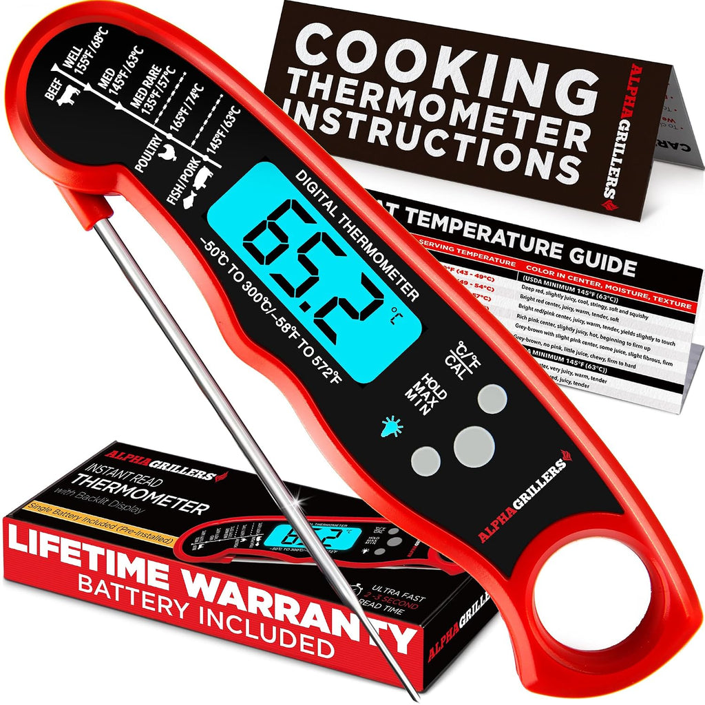 Meat Thermometer Digital – Instant Read Food Thermometer | Cooking, Grilling, Air Fryer & BBQ Thermometer, Thermometre a Viande, Birthday Gifts for Men, Him, Husband & Dad