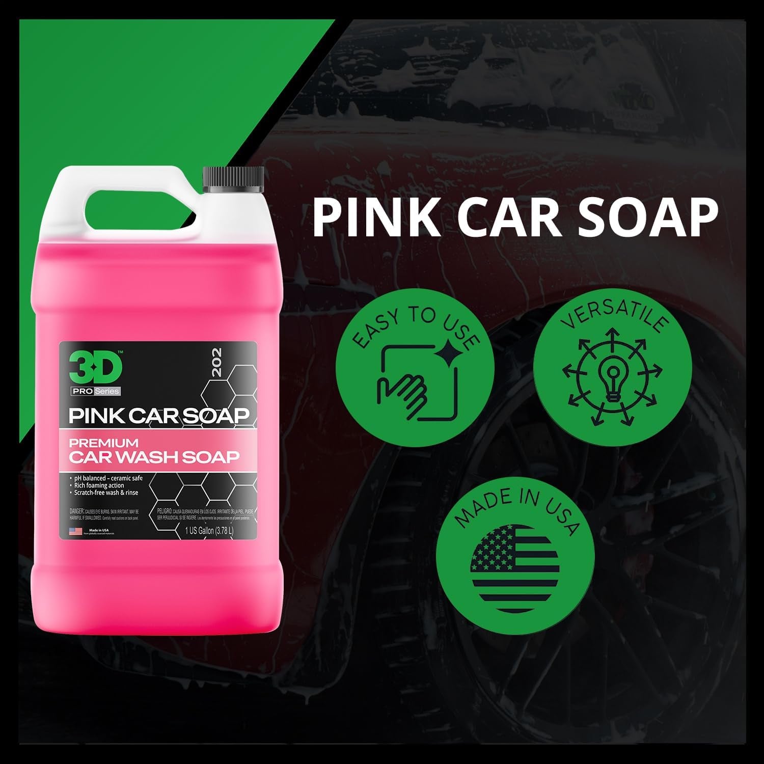 ( 3.8L) -  Pink Car Soap Car Wash & Cleaner Made in USA All Natural No Harmful Chemicals (Gallon)