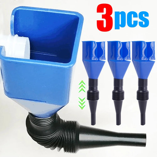 1/3Pcs Telescopic Car Refueling Funnel Universal Engine Oil Gasoline Filter Transfer Funnels Tool Foldable Portable Funnels