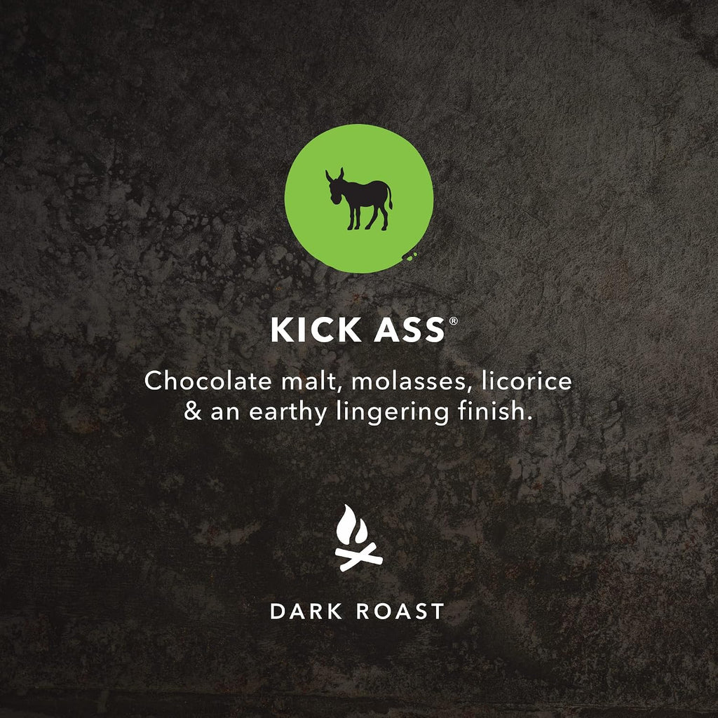, Kick Ass, Dark Roast, Whole Bean, 1 Lb - Certified Organic, Fairtrade, Kosher Coffee