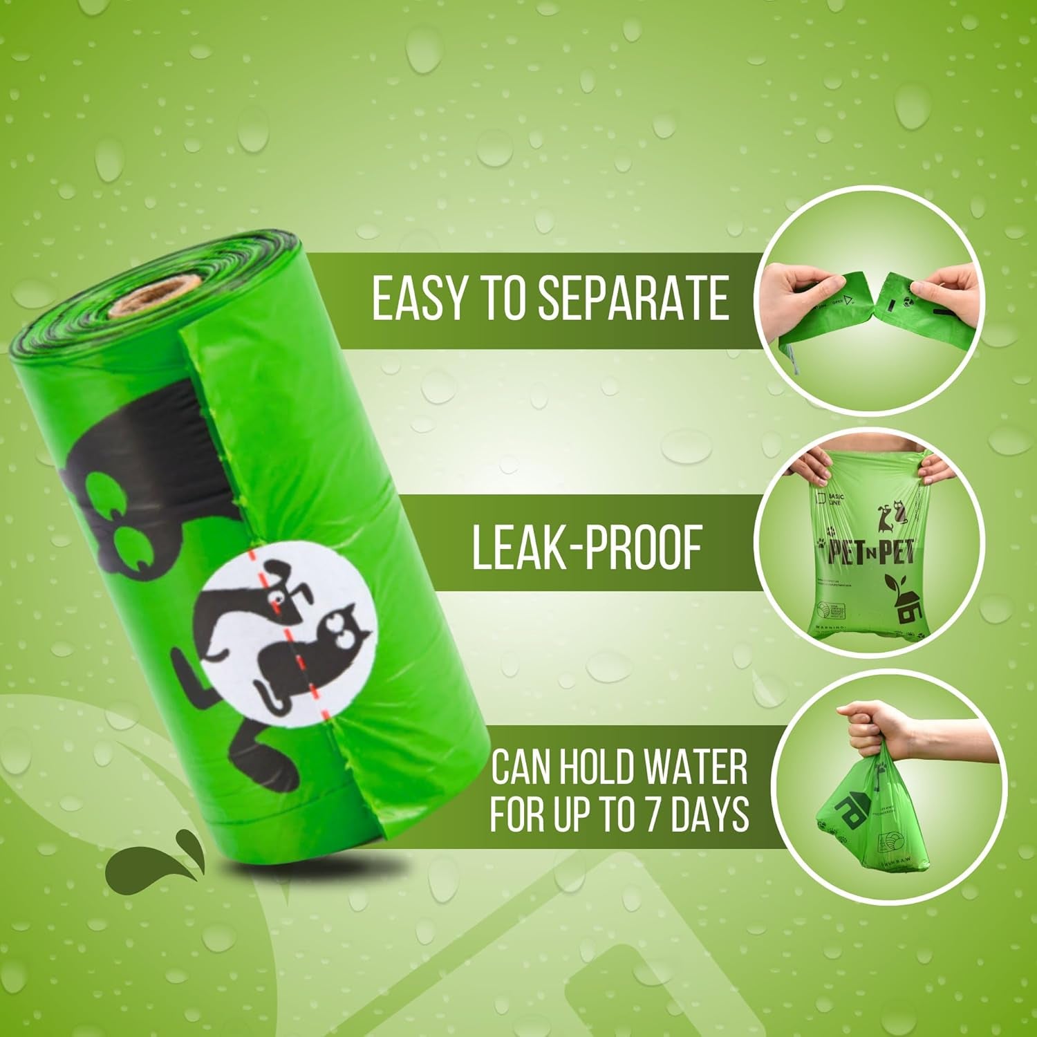 Dog Poop Bags 1080 Count Unscented Leak-Proof Refill Rolls Bulk | 1080 Bags, 60 Refill Rolls: Thick, Leak-Proof, Unscented, USDA Certified Biobased 41%, for Dogs and Cats.
