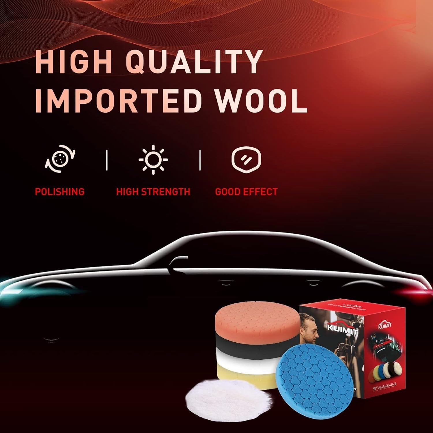 5" Buffing Polishing Pads, 6Pcs 5.6Inch 125Mm for 5 Inch Backing Plate, Compound Buffing Sponge Pads and Woolen Pads Cutting Polishing Pad Kit for Car Buffer Polisher