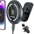 Magsafe Car Mount Charger Iphone Wireless Car Charger, Stick on Dashboard Magnetic Phone Holder Mount for Iphone 17 Pro plus Max 16 15 14 13 12 Series, 15W Fast Charging, Aluminum Shell