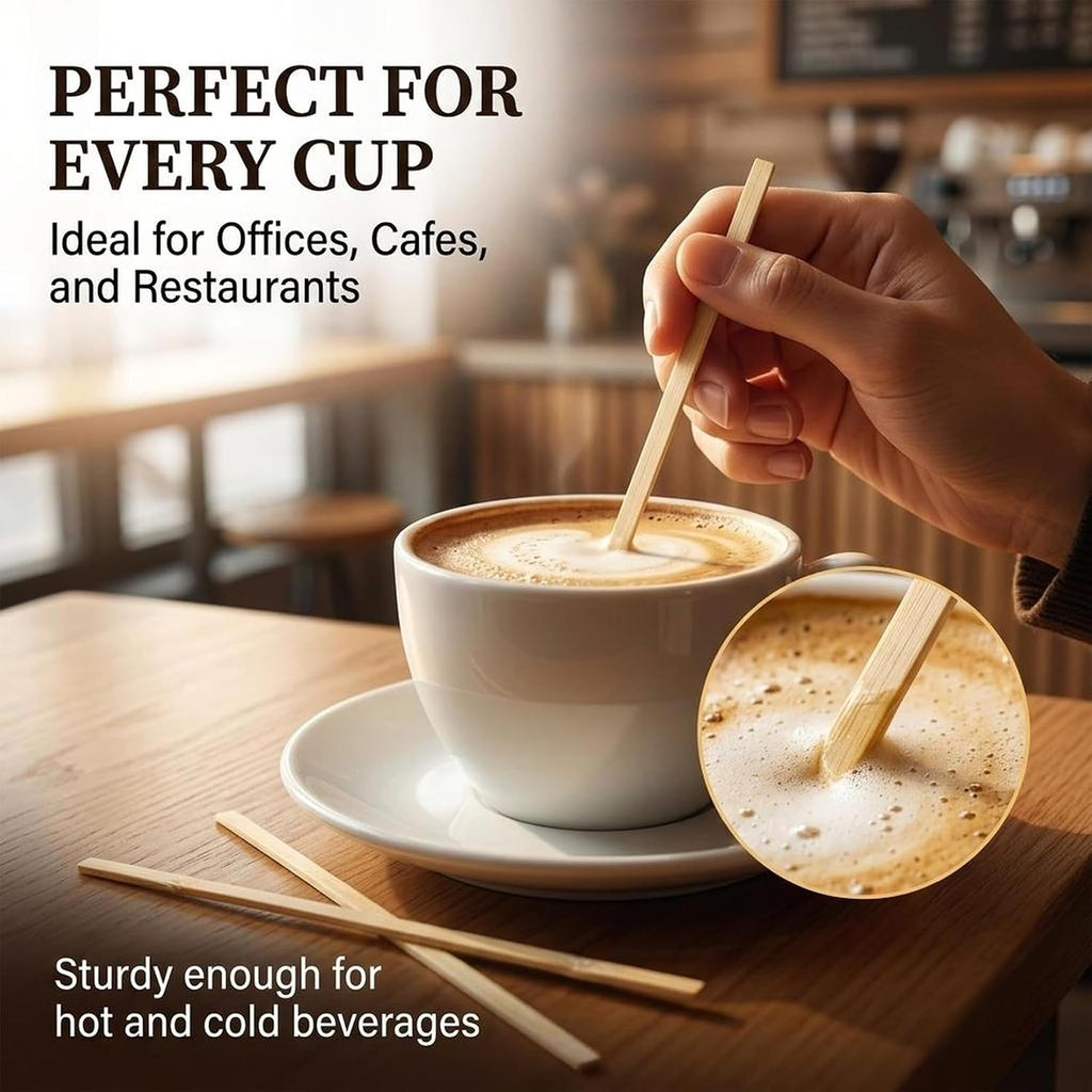 1000Pcs Wooden Coffee Stirrers - Coffee Stir Sticks Disposable | Bamboo Swizzle Stick for Beverage, Coffee, Hot Chocolate, Milk, Juice, Cocktail, Party Drink Stirring, Coffee Bar Need, 5.5''