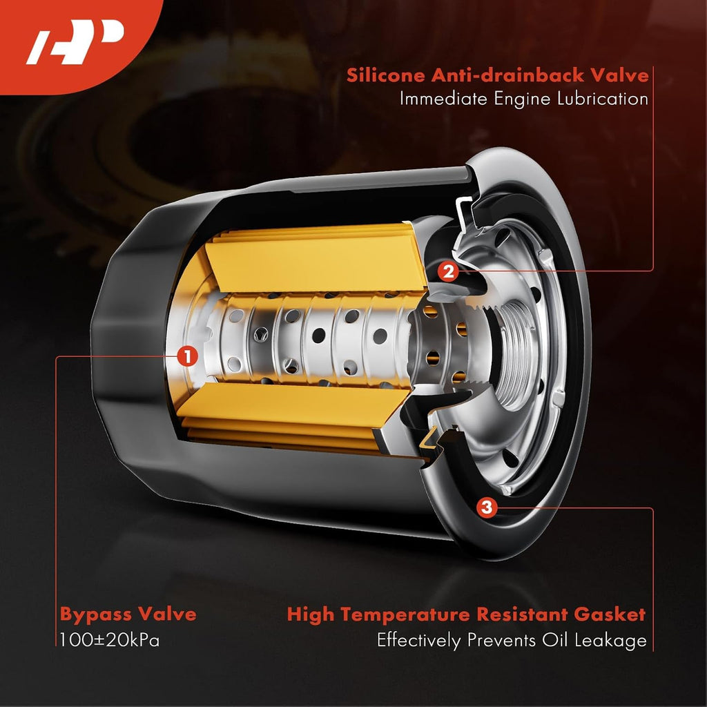 4-PC 10K Miles Protection Spin on Oil Filter | Compatible with Ford & for Honda & Nissan & Hyundai & Subaru & Dodge & Mazda & Chrysler & Acura & Mitsubishi & Infiniti