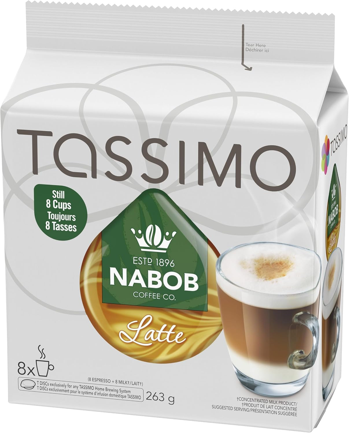 Nabob Latte Coffee Single Serve T-Discs, 8 Ct Box