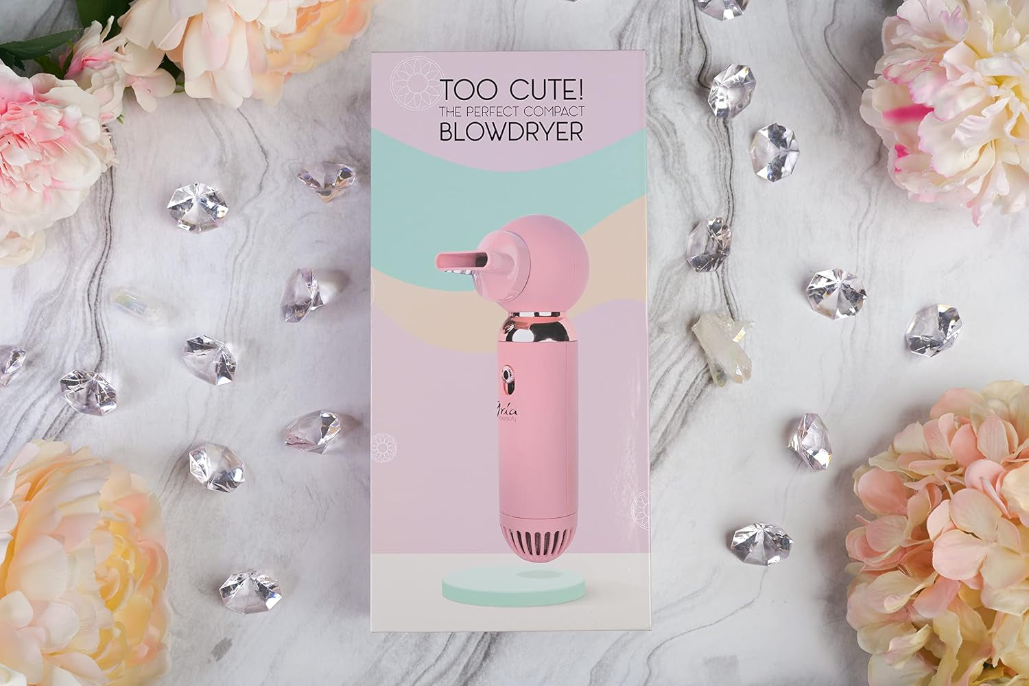 Too Cute Compact Hair Dryer - Lightweight, Portable Blow Dryer with High or Low Settings - Negative Ionic Technology - Rose Gold - 1 Pc