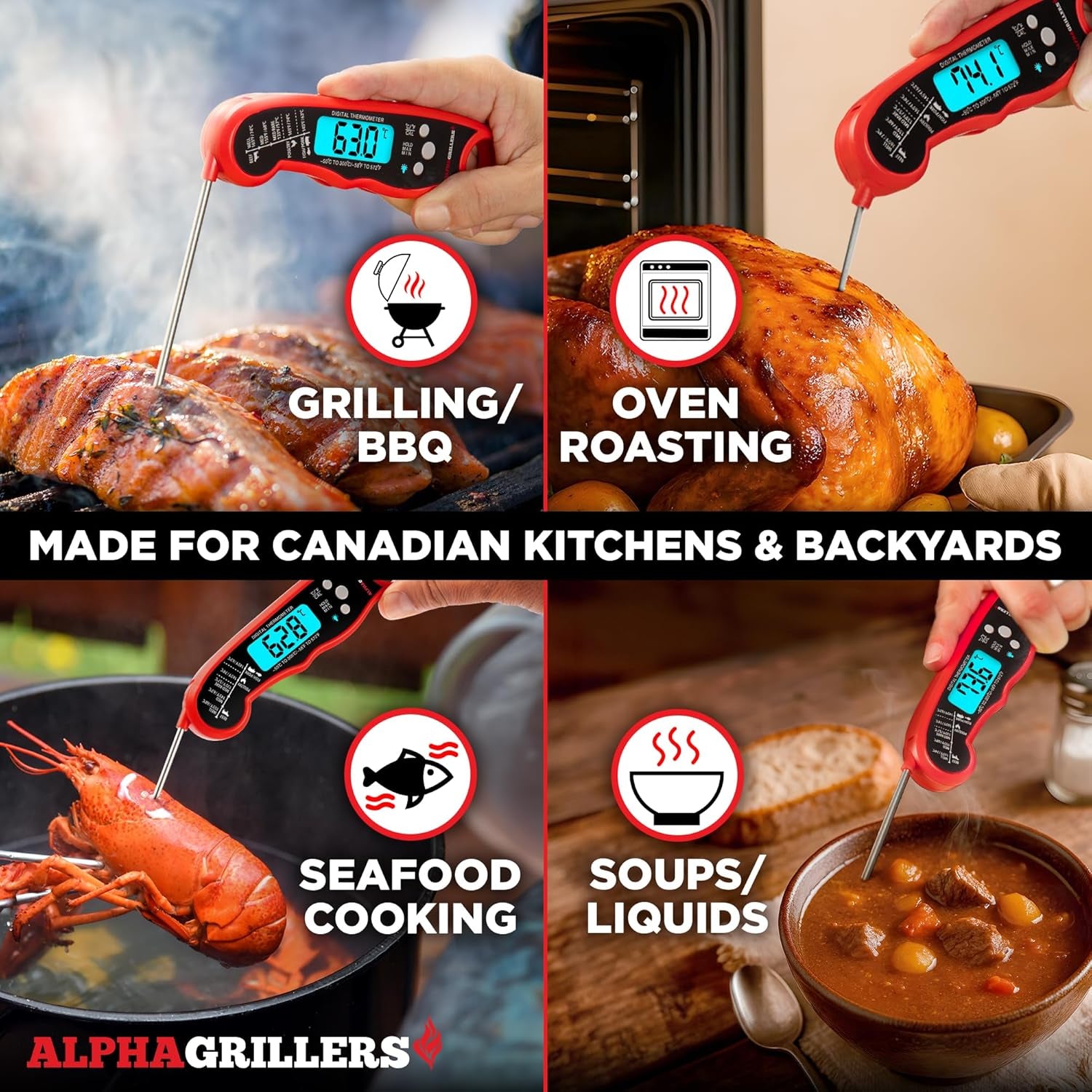 Meat Thermometer Digital – Instant Read Food Thermometer | Cooking, Grilling, Air Fryer & BBQ Thermometer, Thermometre a Viande, Birthday Gifts for Men, Him, Husband & Dad