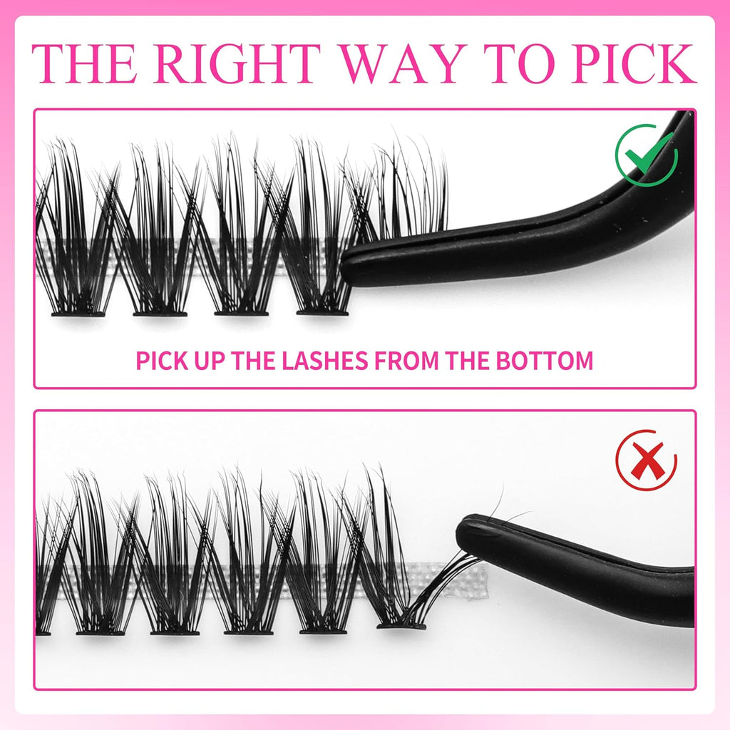 Lash Extension Kit Eyelashes Lash Clusters 3040D 8-16Mm | One More+ Multi-Type Layered Eyelash Clusters False Eyelashes Wispy Lash Bond and Seal