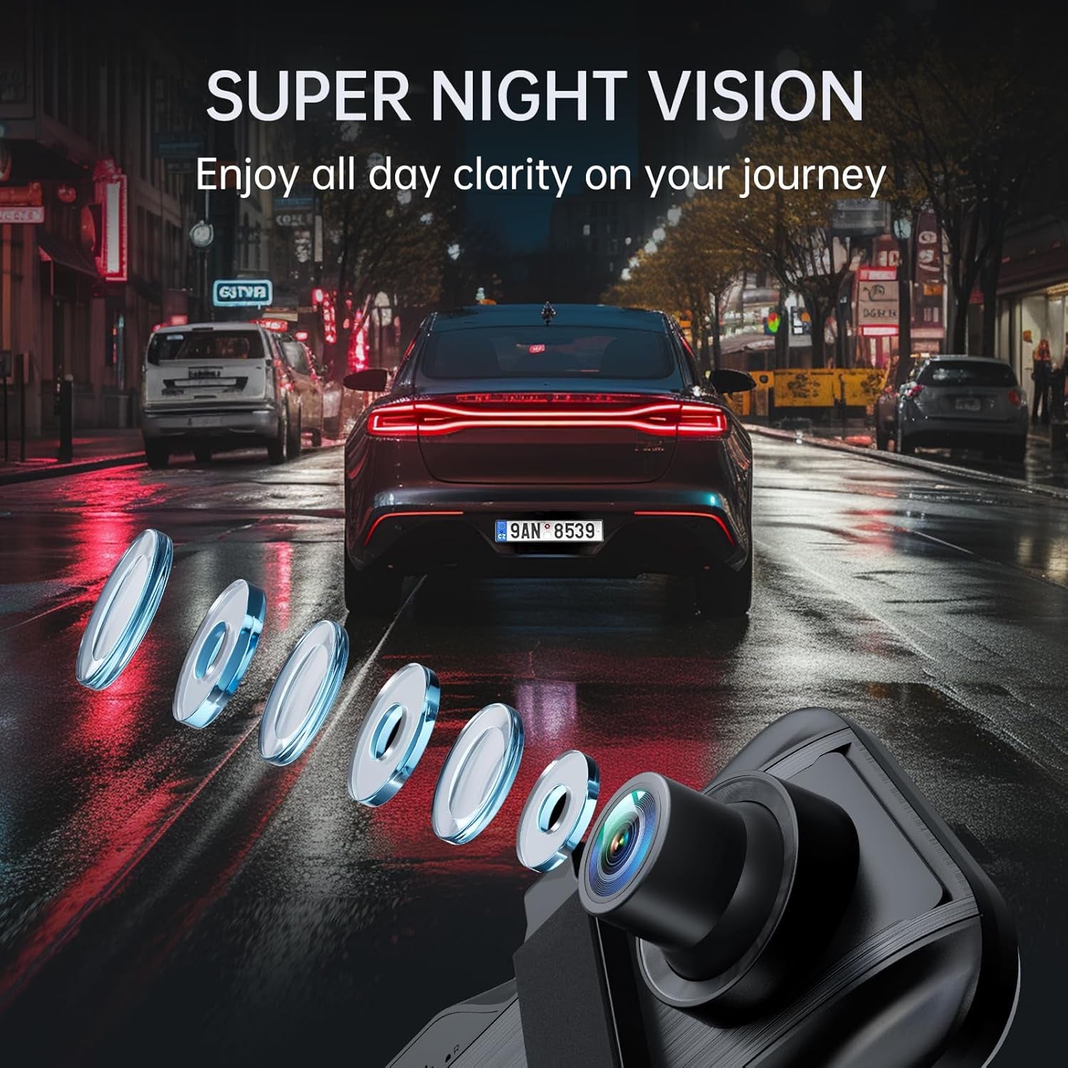 4K Rear View Mirror Camera, 10'' Mirror Dash Cam Front and Rear Camera, with 1080P Rear View Mirror Camera, Full Touch Screen Mirror, Voice Control, Parking Assistance,Night Vision,With 32GB Card