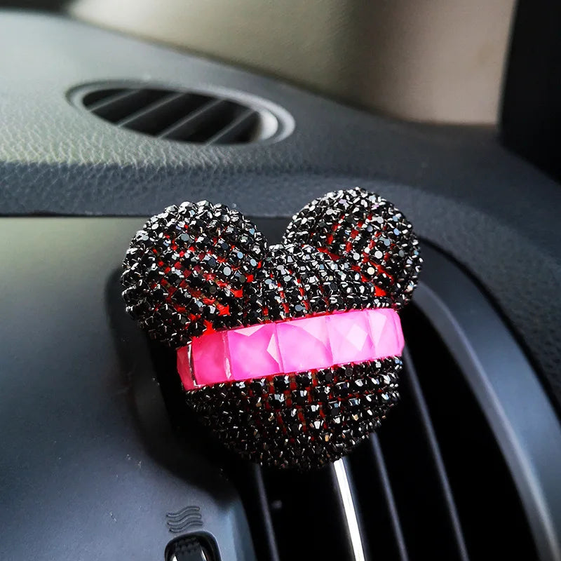 1 Pcs Cute Cartoon Car Air Fresheners Vent Clips Car Diffuser Vent Clip Rhinestone Diamond Bling Car Accessories for Women