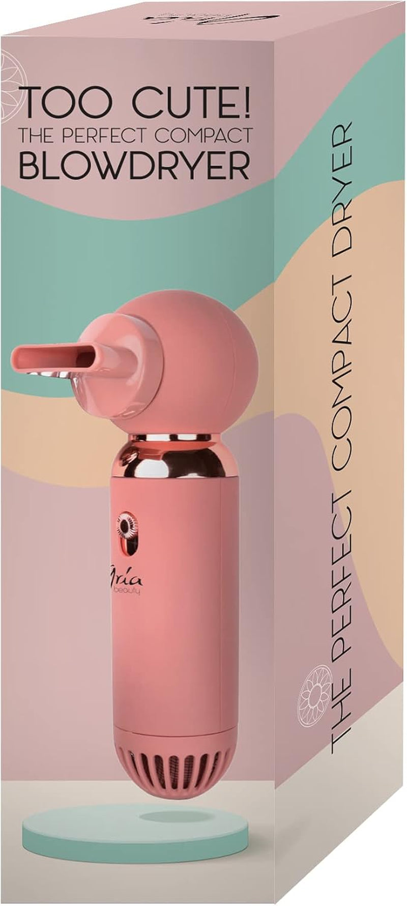 Too Cute Compact Hair Dryer - Lightweight, Portable Blow Dryer with High or Low Settings - Negative Ionic Technology - Rose Gold - 1 Pc