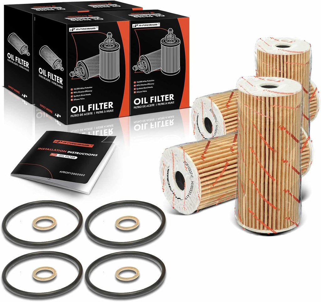 10K Miles Protection Oil Filter Compatible with Kia Stinger | for Kia Stinger 2018-2023, K900 2019-2020 & Genesis G80 2018-2020, G70 2019-2023, 4-PC Set, Replace# L39175, 263203LTA0