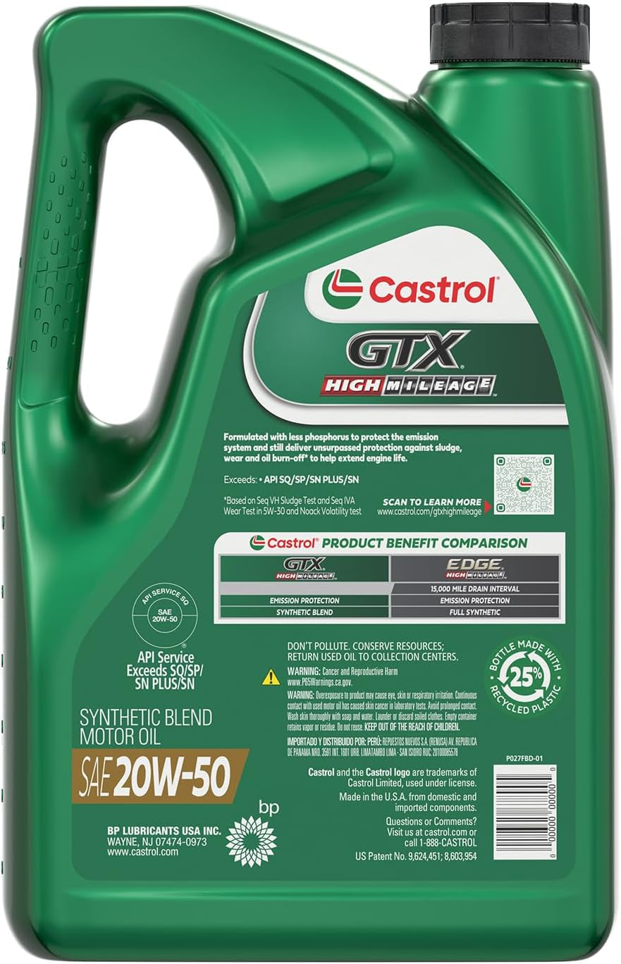 03112 GTX High Mileage 20W-50 Motor Oil - 5 Quart