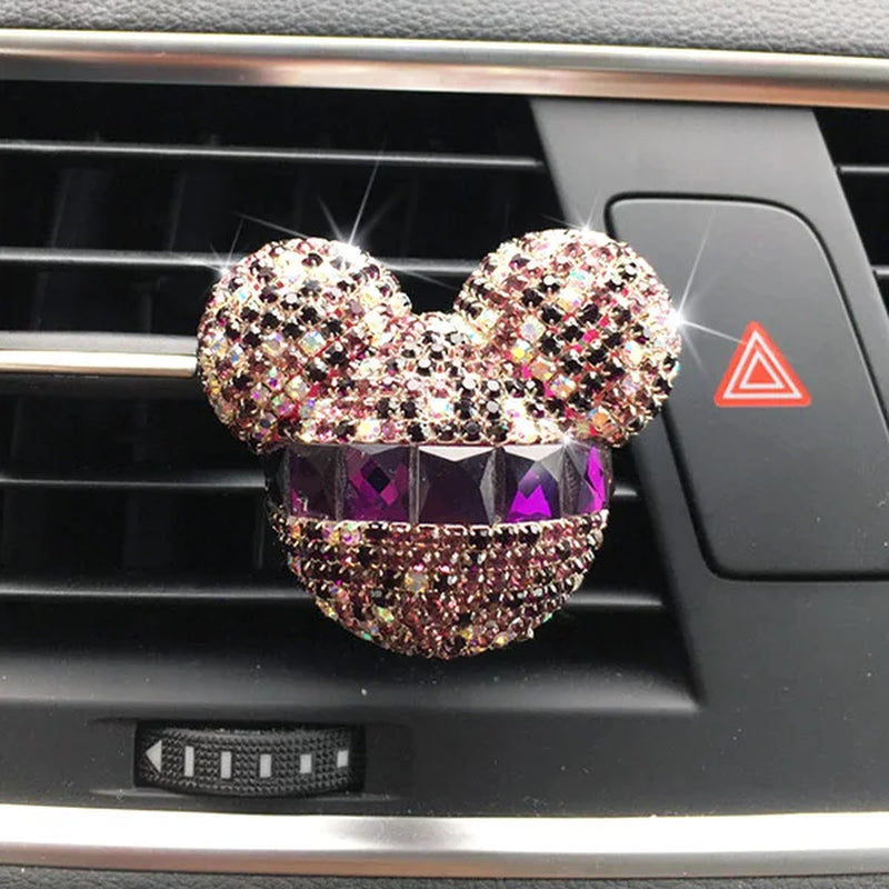 1 Pcs Cute Cartoon Car Air Fresheners Vent Clips Car Diffuser Vent Clip Rhinestone Diamond Bling Car Accessories for Women