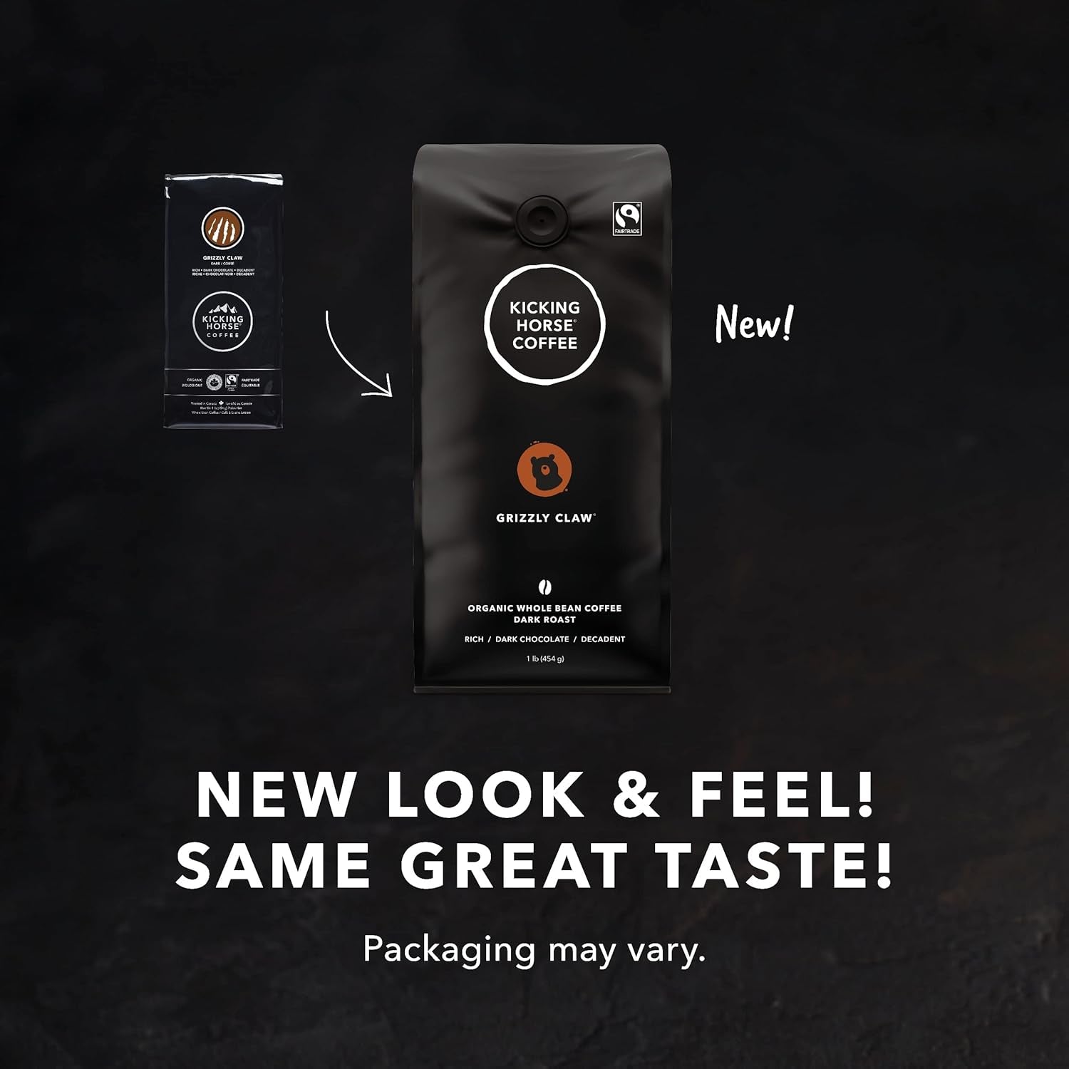 , Whole Bean, 1 Lb - Certified Organic, Fairtrade, Kosher Coffee, Grizzly Claw - Dark Roast, 454 G (Pack of 2)