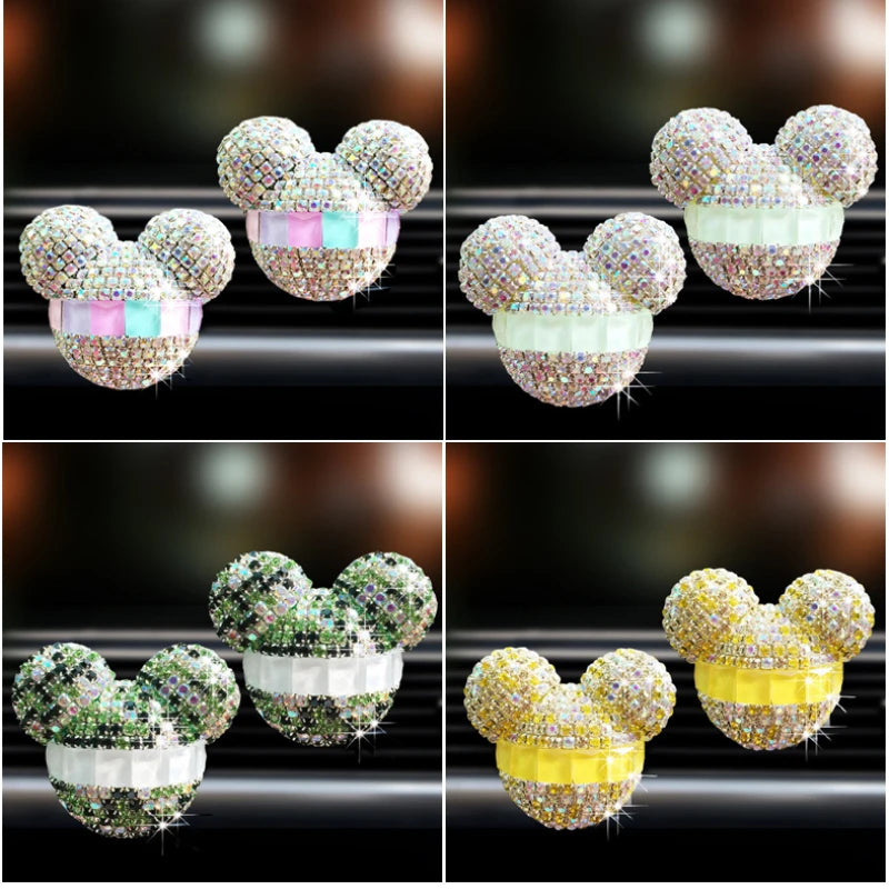 1 Pcs Cute Cartoon Car Air Fresheners Vent Clips Car Diffuser Vent Clip Rhinestone Diamond Bling Car Accessories for Women