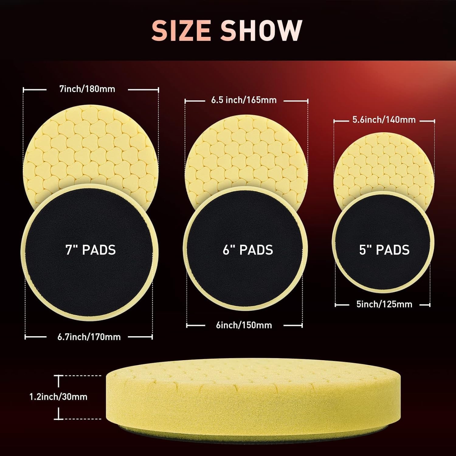5" Buffing Polishing Pads, 6Pcs 5.6Inch 125Mm for 5 Inch Backing Plate, Compound Buffing Sponge Pads and Woolen Pads Cutting Polishing Pad Kit for Car Buffer Polisher