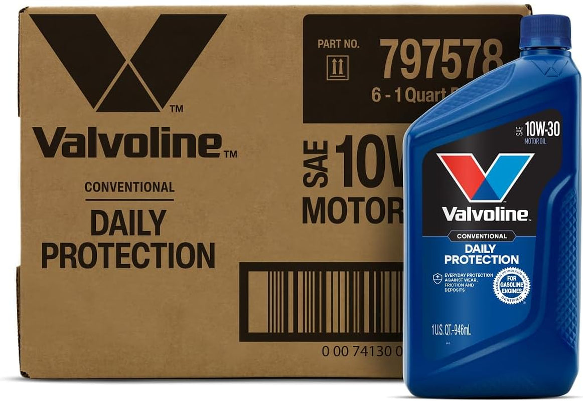 (VV129-6PK) SAE 10W-30 Premium Conventional Motor Oil - 1 Quart Bottle, (Case of 6)
